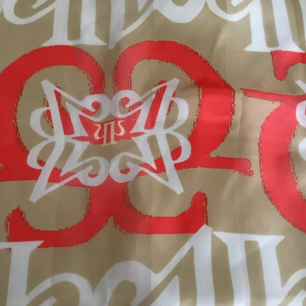 Croata Silk Scarf 26x26 Orange Cream  Geometric Logo Square Made in Croatia